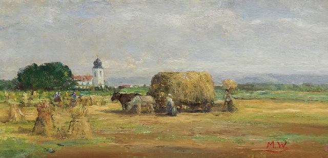 Rolf Dieter Meyer-Wiegand | Harvest time in Bavaria, oil on painter's board, 10.0 x 20.0 cm, signed l.r. with initials and reverse with atelier stamp