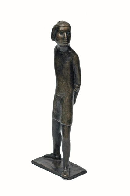 Kluth K.  | Girl standing, bronze 34.7 x 12.8 cm, signed on the base