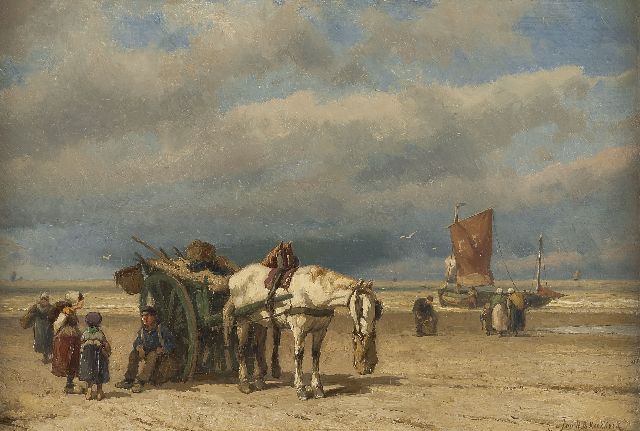 Jan H.B. Koekkoek | A beach view, oil on panel, 32.8 x 49.1 cm, signed l.r.