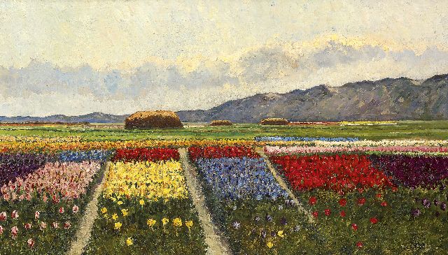 Leo Grijseels | Bulb fields, oil on canvas, 35.5 x 60.5 cm, signed l.r.