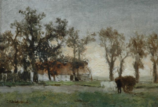 Jan Hendrik Weissenbruch | A farm among trees, oil on canvas, 20.9 x 29.5 cm, signed l.l.