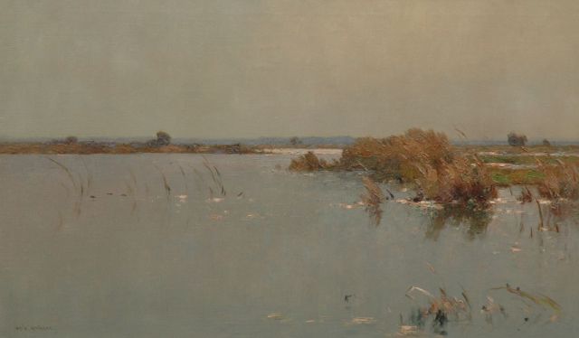 Knikker A.  | A polder landscape, oil on canvas 60.3 x 100.3 cm, signed l.l.