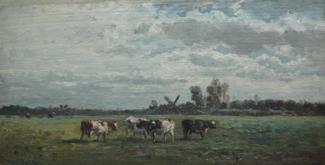 Roelofs W.  | Meadow near Abcoude, oil on canvas laid down on panel 21.3 x 40.5 cm, signed l.l.