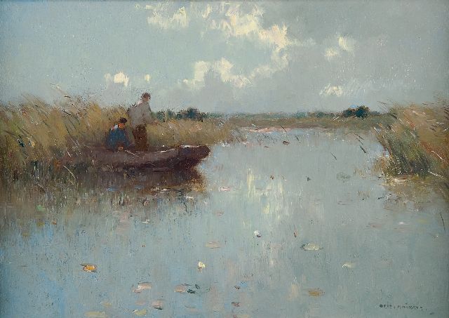 Aris Knikker | Fishermen, oil on painter's board, 24.5 x 35.1 cm, signed l.r.