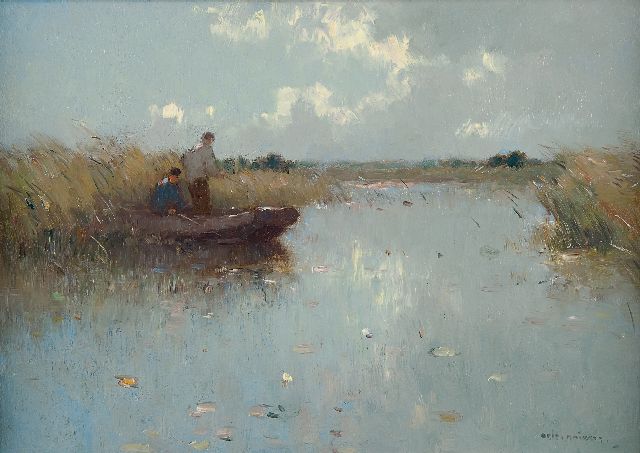 Aris Knikker | Fishermen, oil on painter's board, 24.5 x 35.1 cm, signed l.r.