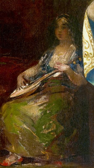 Hobbe Smith | Playing the lute, oil on canvas, 105.7 x 60.5 cm