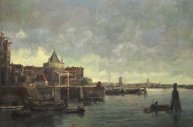 Hobbe Smith | Town view of Amsterdam with the Schreierstoren, oil on canvas, 99.0 x 150.0 cm, signed l.l.