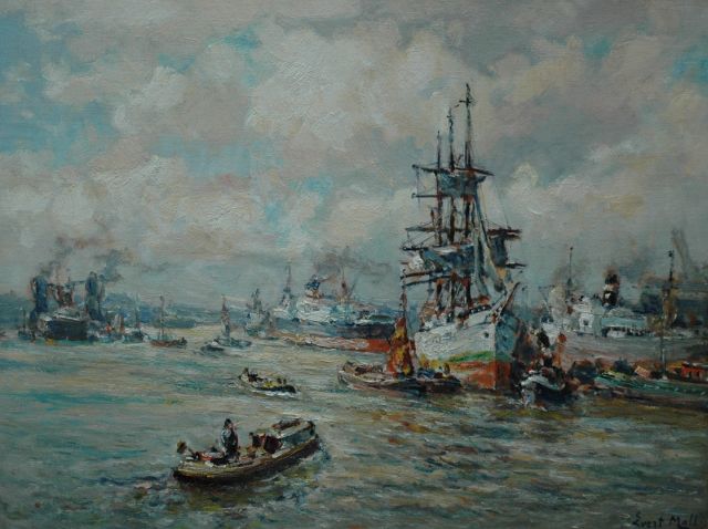 Evert Moll | The harbour of Rotterdam, oil on canvas, 60.0 x 80.3 cm, signed l.r.