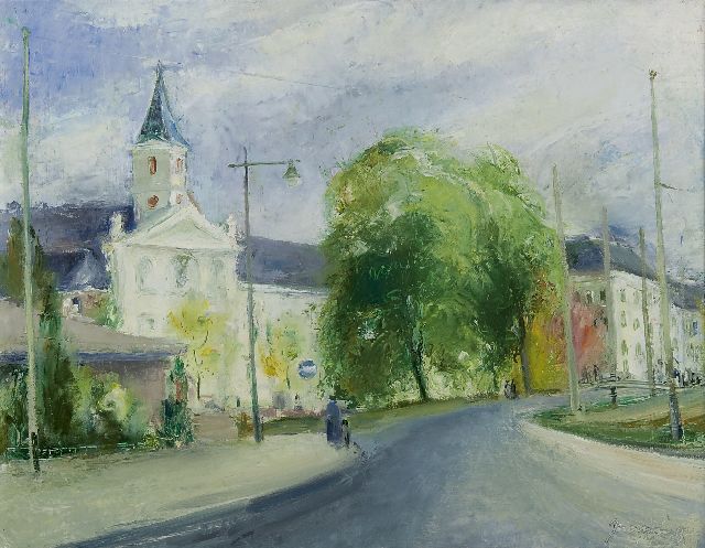 Nanninga J.  | The Boskant church, The Hague, oil on canvas 42.3 x 54.6 cm, signed l.r. and dated '44