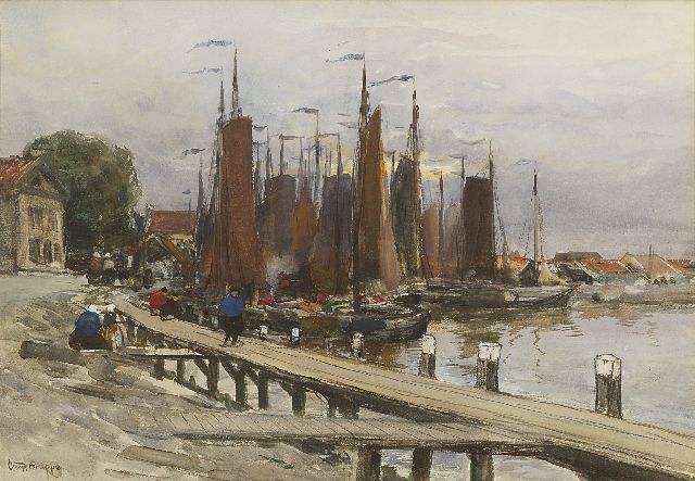 Charles Paul Gruppe | The harbour of Volendam, watercolour and gouache on paper, 34.3 x 49.9 cm, signed l.l.