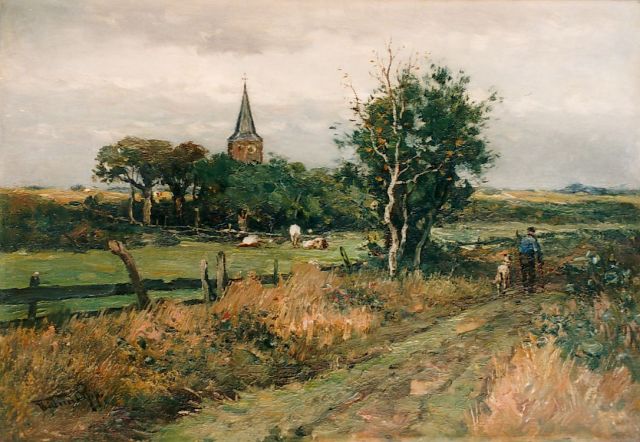 Willem Rip | Old church tower, Vierlingsbeek, oil on canvas, 48.5 x 71.5 cm, signed l.l.