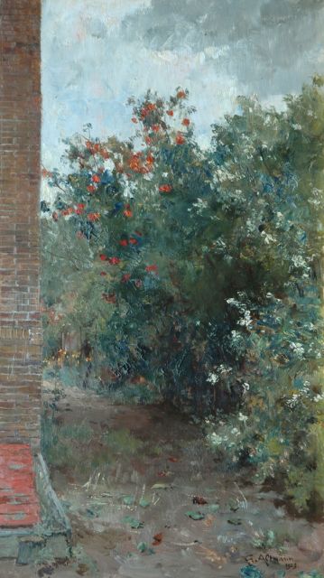 Altmann G.  | Around the back, oil on panel 44.5 x 25.4 cm, signed l.r. and dated 1929