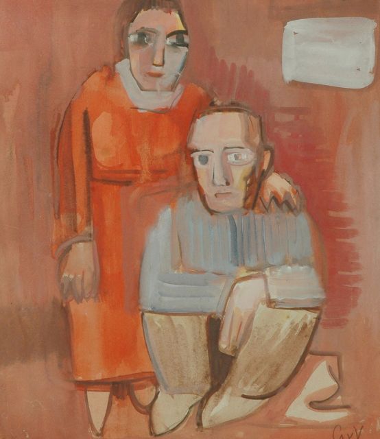 Velde G. van | A couple, watercolour and gouache on paper 37.5 x 32.5 cm, signed l.r. and painted circa 1930