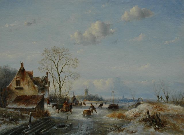 J.G. Hans | Winter landscape with skaters, oil on canvas, 53.3 x 71.0 cm, signed l.r.