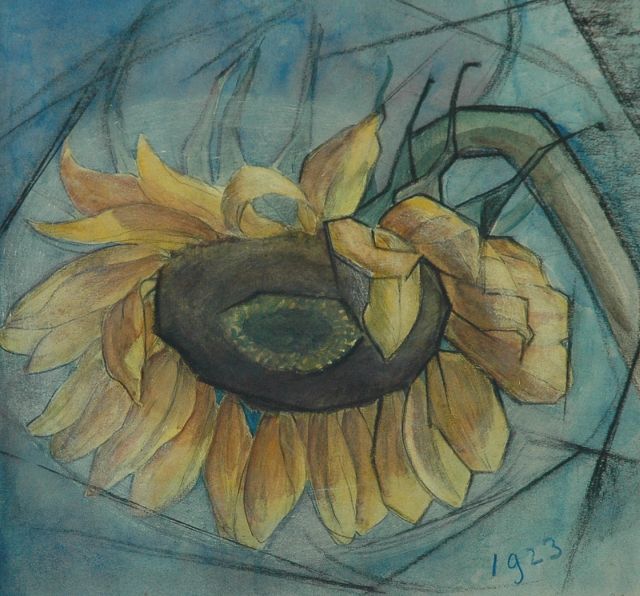 Fiks A.  | Sunflower, black chalk and watercolour on paper 25.6 x 25.4 cm, dated 1923