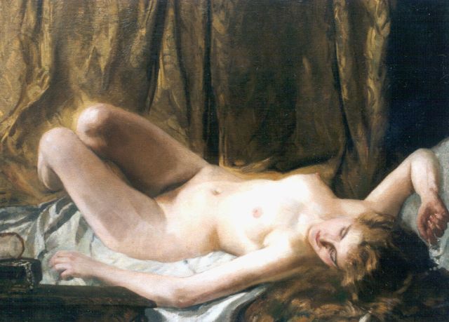 Rezso of Rodolphe Zsombolya-Burghart | A reclining nude, oil on canvas, 86.0 x 116.0 cm, signed l.r.