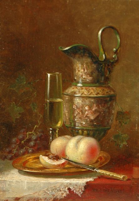 Voort in de Betouw-Nourney M. van der | Stillife, oil on panel 21.1 x 13.8 cm, signed l.r.