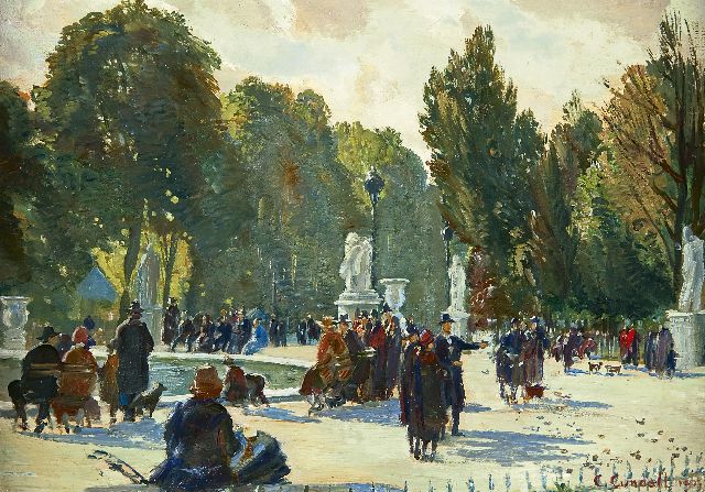 Cundall C.E.  | Jardin des Tuilleries, Paris, oil on panel 23.5 x 32.9 cm, signed l.r. and dated 1939