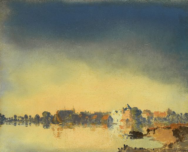 Jan Voerman sr. | Hattem on the river IJssel, oil on panel, 41.4 x 51.6 cm, signed l.r.