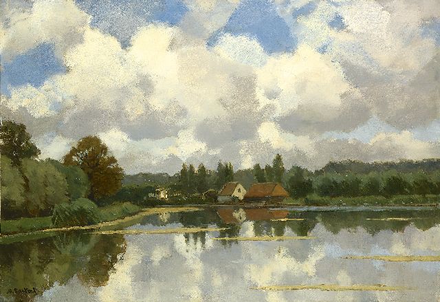 Nicolaas Bastert | On the water (near Loenen), oil on canvas, 55.3 x 80.3 cm, signed l.l.