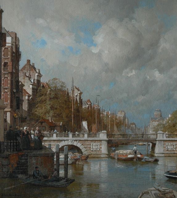 Klinkenberg J.C.K.  | The Leuvehaven, Rotterdam, with the Nieuwe Leuvebrug, oil on canvas 54.0 x 47.7 cm, signed l.l.