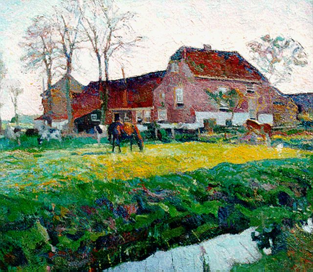 Dom P.L.C.  | A farm in a polder landscape, oil on canvas 59.5 x 64.3 cm, signed l.r.