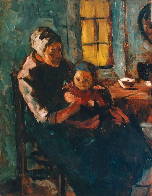 Robertson S.  | Mother and child, oil on canvas 40.0 x 32.0 cm, signed l.l.