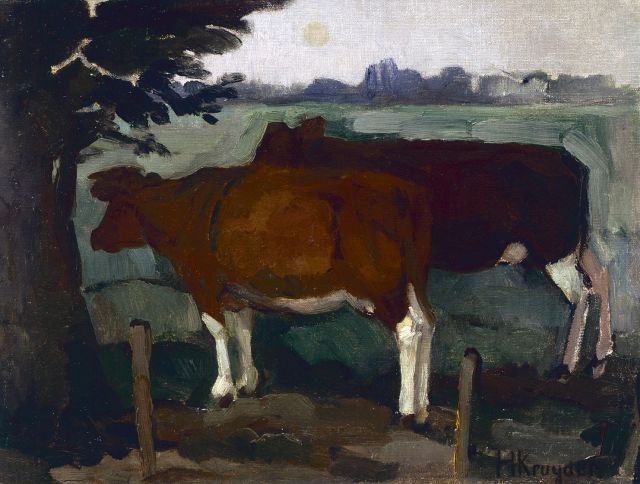 Kruyder H.J.  | Cows in a landscape, oil on canvas 29.8 x 39.2 cm, signed l.r.