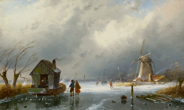 Charles Leickert | Upcoming snowstorm, oil on panel, 16.4 x 26.1 cm, signed l.r.