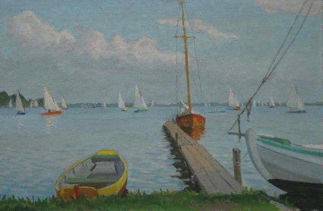 Dirk Smorenberg | Sailing ships on the Loosdrechtse Plassen, oil on canvas, 40.2 x 60.4 cm, signed l.r.