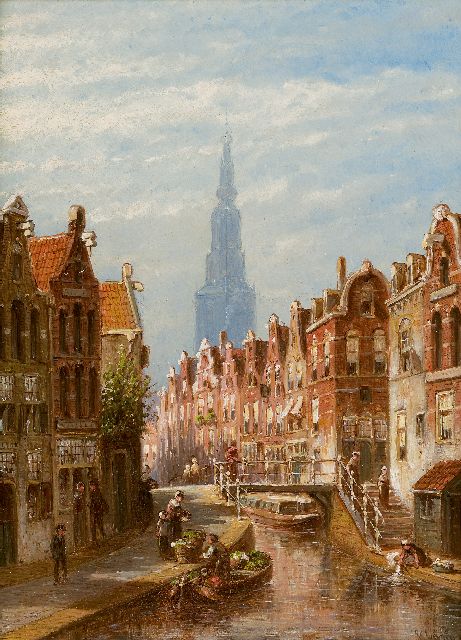 Petrus Gerardus Vertin | Activity near a canal, oil on panel, 30.1 x 22.5 cm, signed l.r.