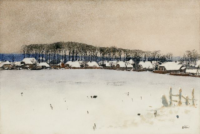 Willem Witsen | Ede in winter, watercolour on paper, 36.9 x 54.2 cm, signed l.r. and executed ca. 1895