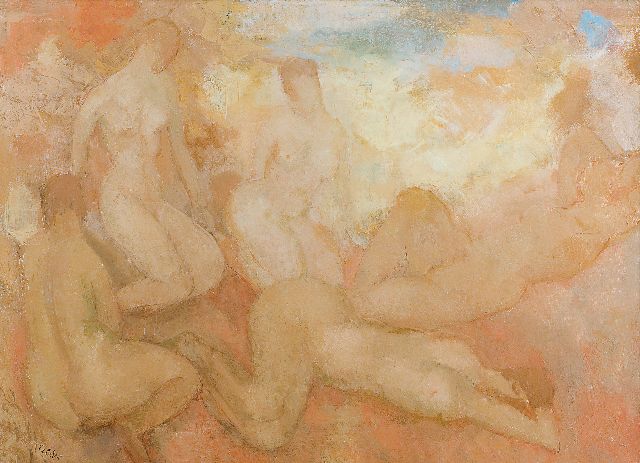 Kelder A.B.  | Female nudes, oil on canvas 47.8 x 64.5 cm, signed l.l.