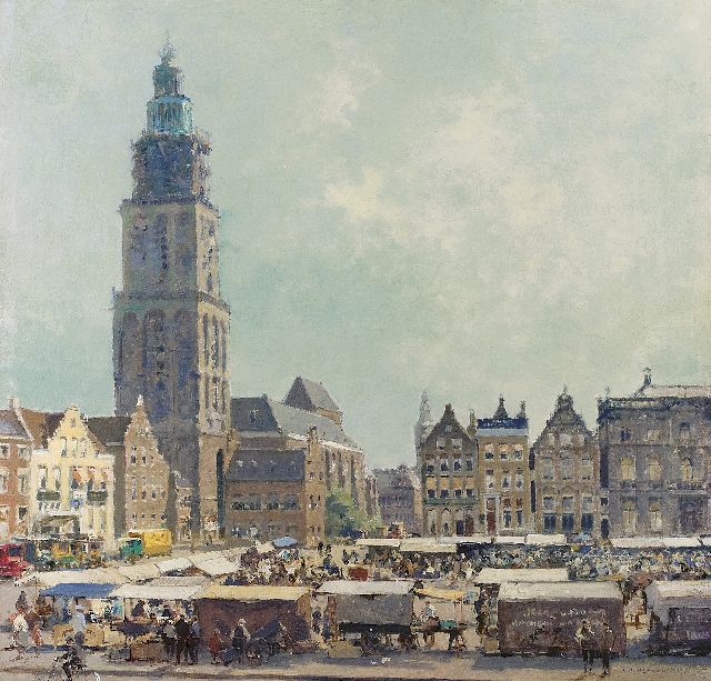 Cornelis Vreedenburgh | The Grote Markt, Groningen, oil on canvas, 51.3 x 53.2 cm, signed l.r. and executed 1936