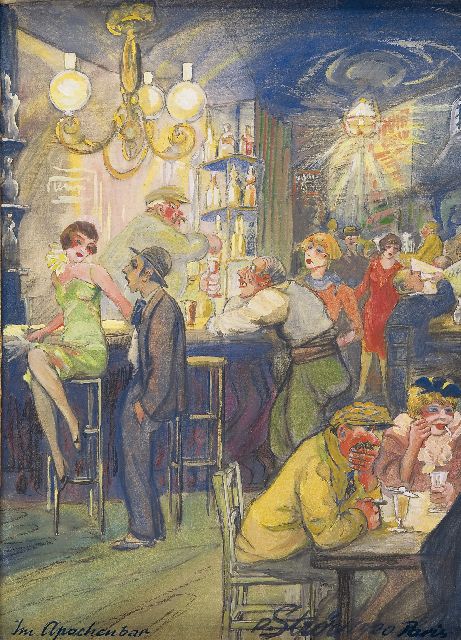 Strör P.  | At the Apachenbar, Paris, gouache and oil on paper 36.8 x 26.9 cm, signed l.r. and dated '1920 Paris'