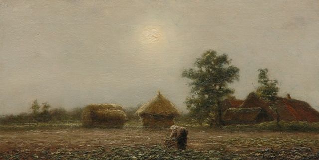 Evert Pieters | A farmer's wife at work, oil on canvas, 18.7 x 36.2 cm, signed l.l.