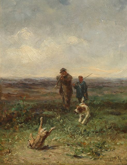 Johannes Frederik 'John' Hulk jr. | The hunt, oil on panel, 27.1 x 21.5 cm, signed l.r.