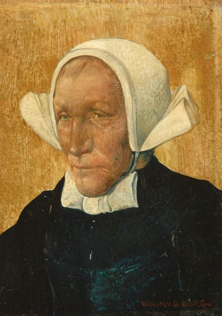 Berg W.H. van den | Farmer's wife from the province of Gelderland, oil on panel 17.4 x 12.3 cm, signed l.r.