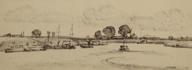 Cor Noltee | In the Biesbosch, felt-tip pen on paper, 11.9 x 31.6 cm, signed l.r.