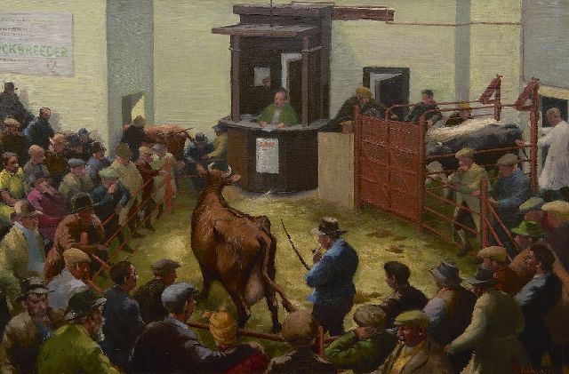 Acheson A.S.  | The cattle ring, oil on canvas 50.8 x 76.2 cm, signed l.r. and dated '49