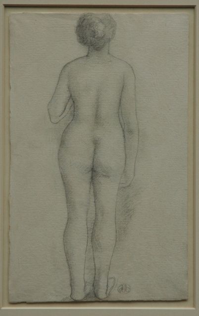 Maillol A.  | Study of a nude from the back, pencil on paper 29.9 x 18.4 cm, signed r.f.t.c. with monogram