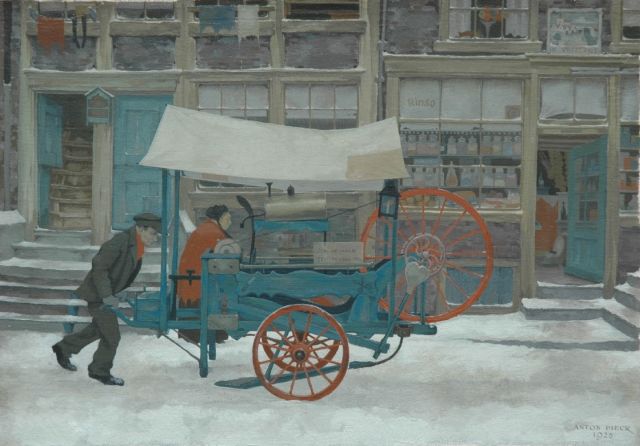 Pieck A.F.  | Knife-grinder in Amsterdam, oil on canvas 25.4 x 35.3 cm, signed l.r. and dated 1928