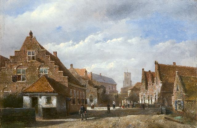 Kasparus Karsen | An idealized view of Rozenobelstraat in Zandvoort, oil on panel, 32.5 x 49.1 cm, signed l.l. and dated '79