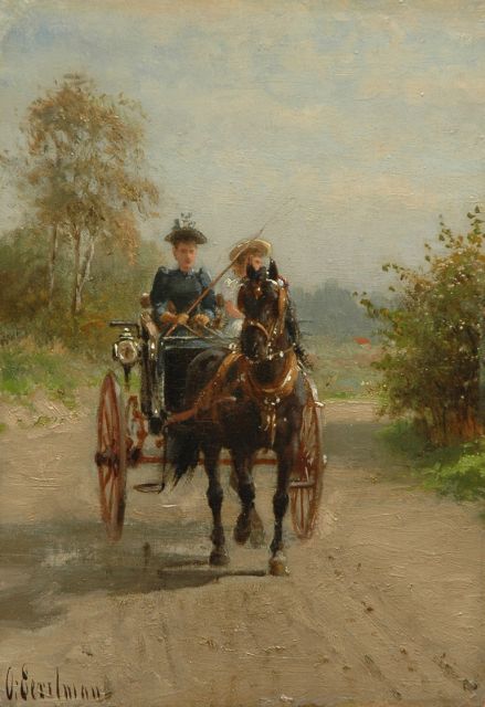 Eerelman O.  | A riding tour on a sunny day, oil on panel 27.0 x 18.8 cm, signed l.l.