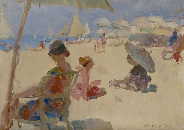 Israels I.L.  | Figures on the beach of Il Lido di Venezia, oil on canvas 37.1 x 52.2 cm, signed l.r.