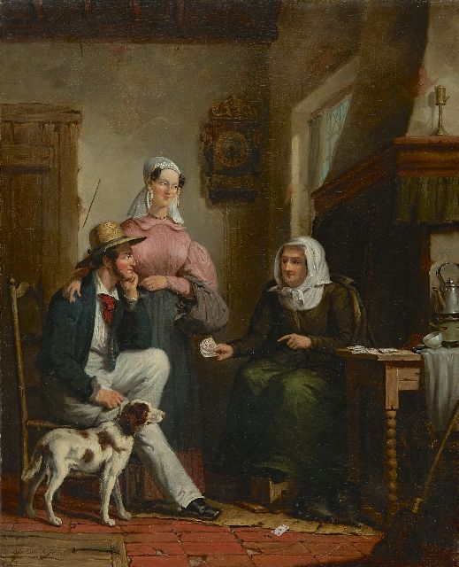 Calisch M.  | The fortune teller, oil on canvas 53.3 x 43.5 cm, signed l.l. and dated 1856