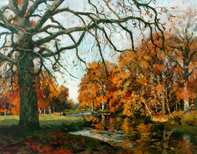 Vuuren J. van | Fall woods, oil on canvas 55.0 x 71.0 cm, signed l.l.