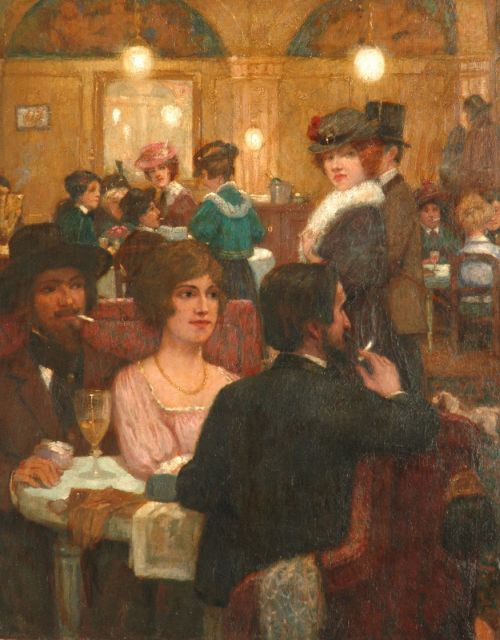 Duitse School | The artist's café, oil on canvas, 83.1 x 65.9 cm