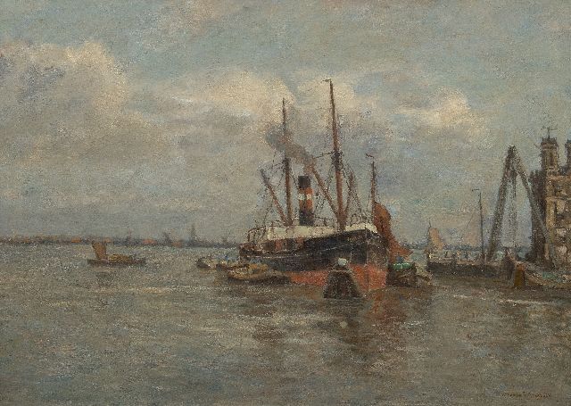 Gerard Koekkoek | A moored coaster, oil on canvas, 59.8 x 80.8 cm, signed l.r.