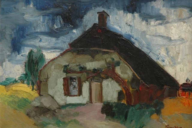Kruysen A.P.E.  | Landscape with farm, oil on canvas 38.4 x 55.3 cm, signed l.r.